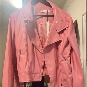 Blush Pink Faux Leather Jacket